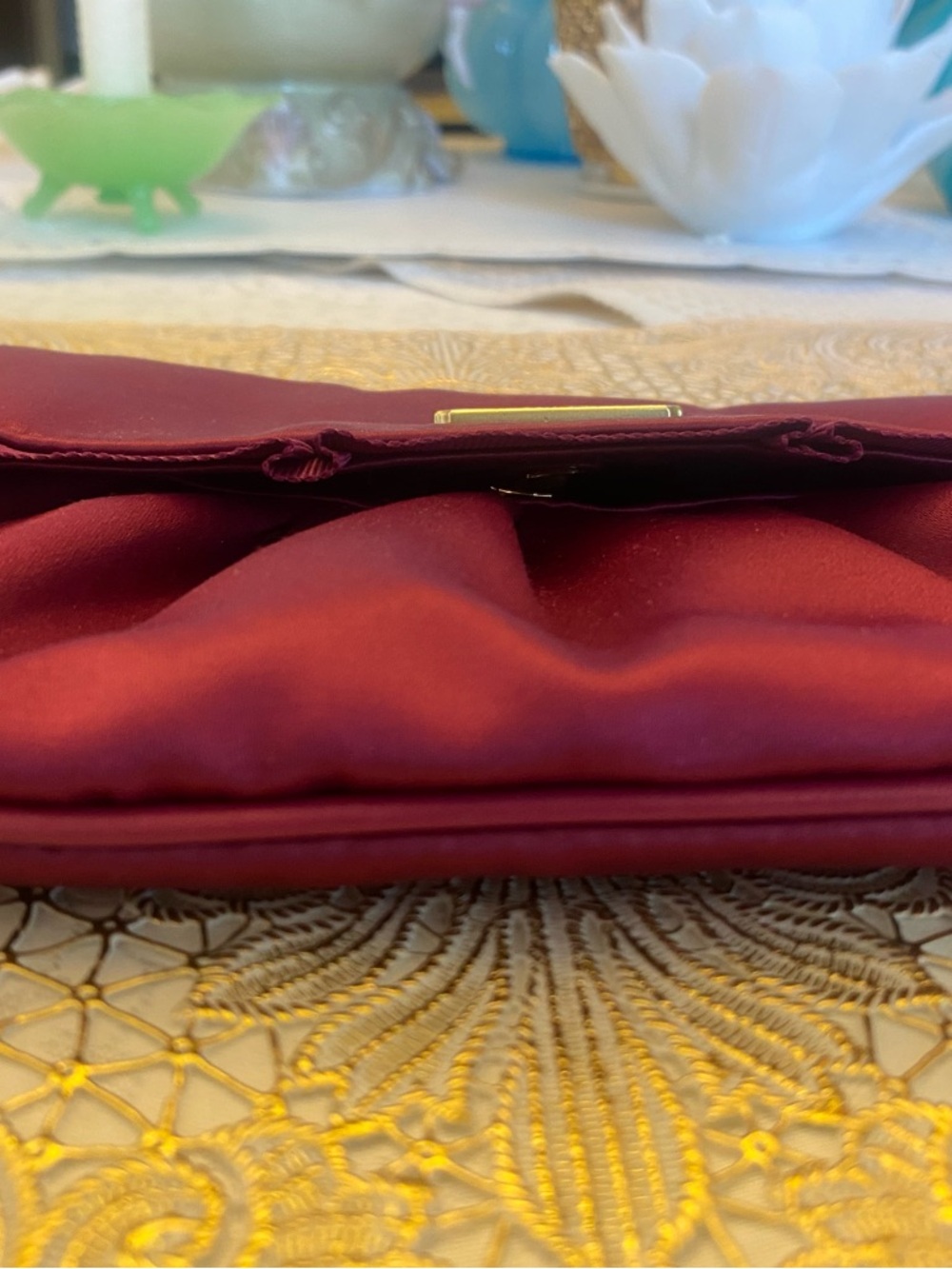 Coach Satin Magenta Wristlet Clutch | Gold Logo | Zip Pouch - Picture 7 of 13
